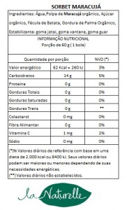 Tabela Nutricional Sorbet Maracujá66